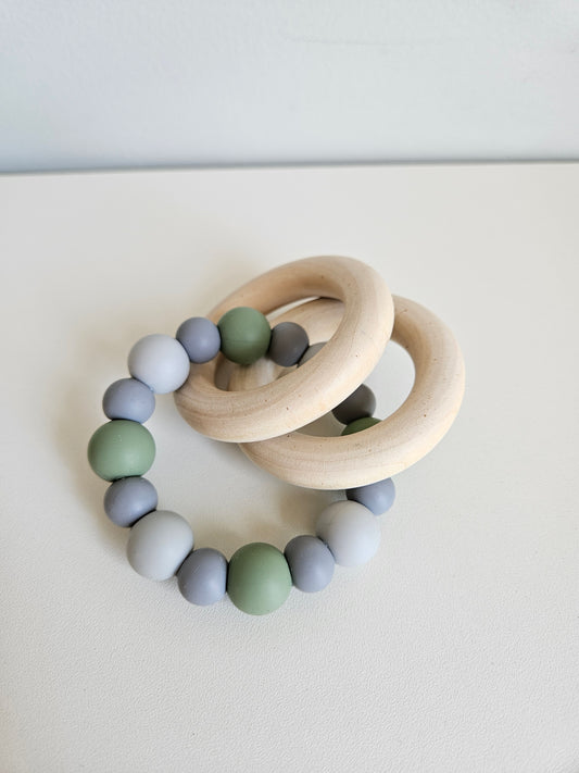 Green/Gray Teething Rattle